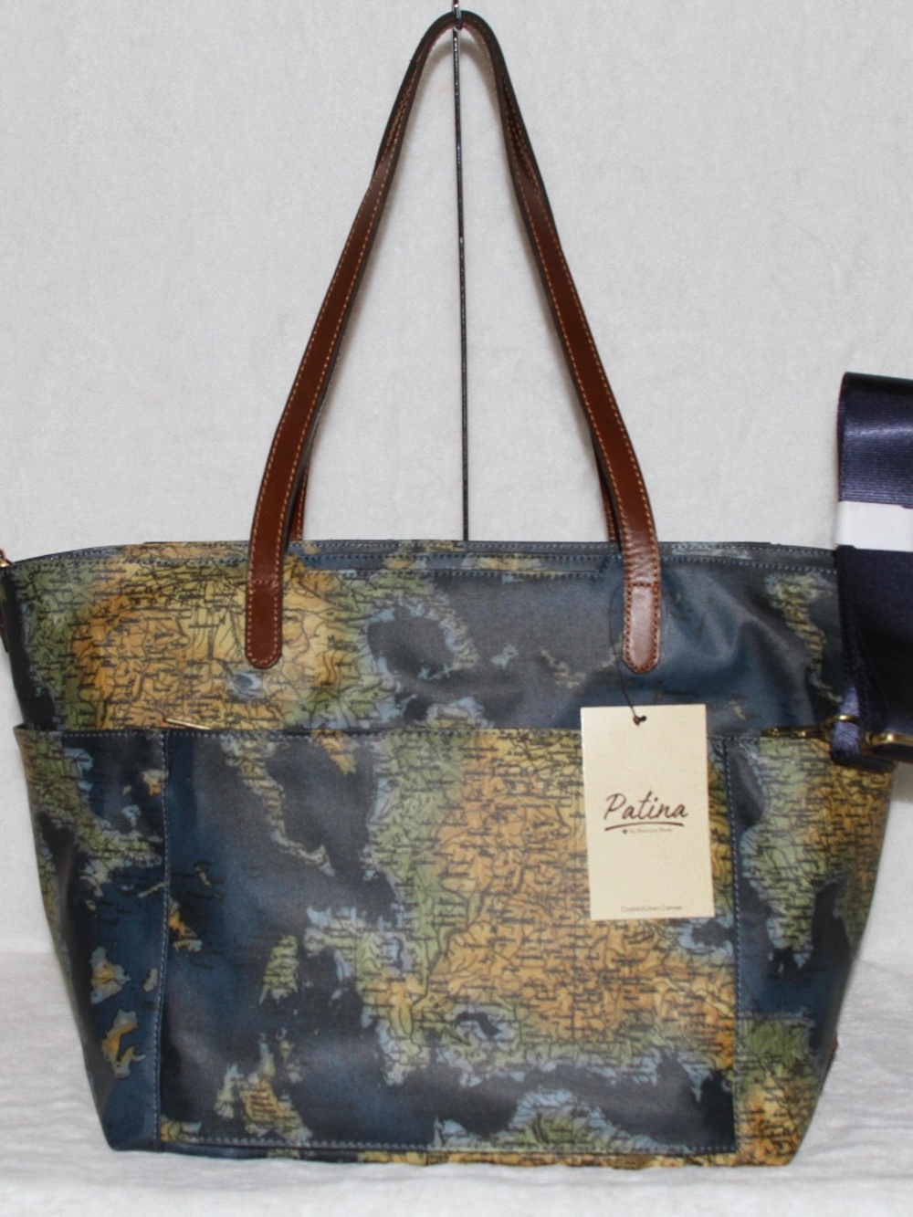 Patricia Nash Sorlana Travel Tote Bag Carry On Laptop Bag Greek Map BEAUTIFUL! - Picture 2 of 5